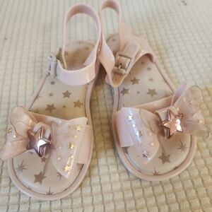 Mini Melissa Pink Star Bow Jelly Sandals for Kids VELCRO closure